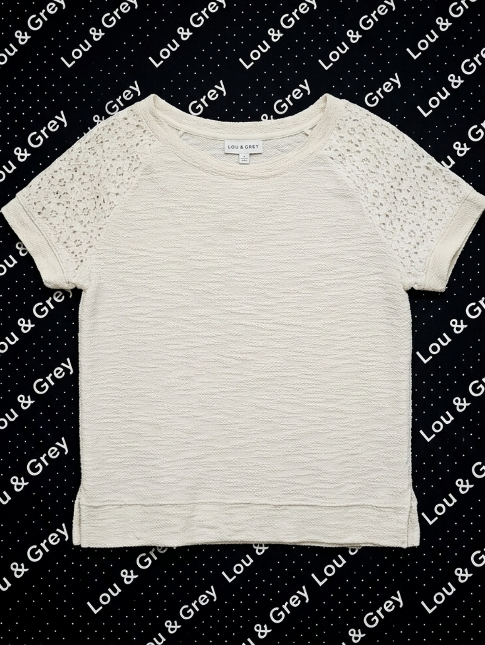 ​Lou & Grey Cream Lace Raglan Sleeve Knit Top - Boho Minimalist